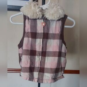 Gymboree Glamorous Pink And Brown Plaid Girls Vest Size 5T